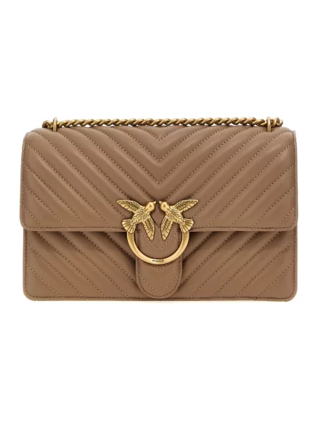 Torebka Pinko skórzana brązowa