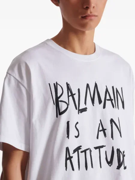 Tricou Balmain cu imagine alb