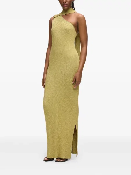 Rochie maxi Karl Lagerfeld tricotate de costum auriu