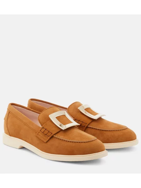 Pantofi loafer Roger Vivier din piele de căprioară maro