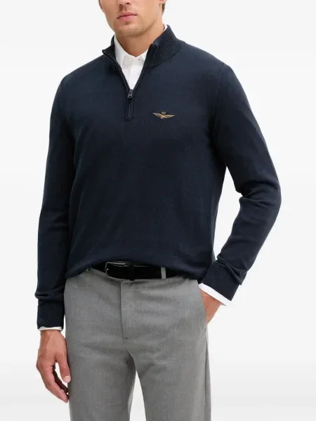 Sweter Aeronautica Militare z zamkiem błyskawicznym do połowy niebieski