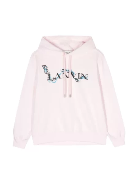 Bluza z kapturem Lanvin z kapturem z nadrukiem klasyczna różowa