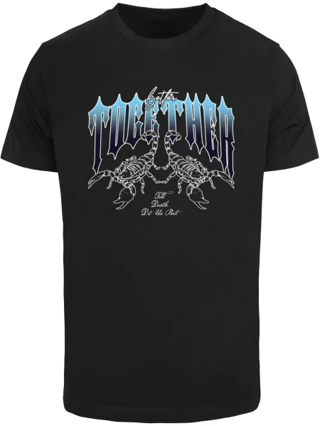 Mister Tee Tricou Better Together Scorpion albastru deschis / negru alb
