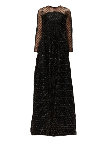 Rochie maxi Tha Seen cu mărgele de costum negru