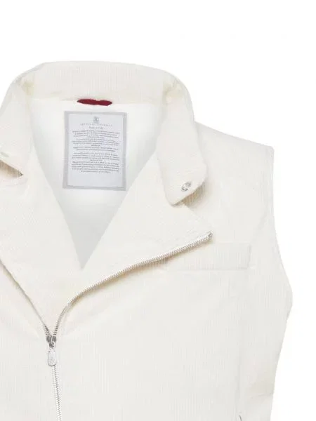 Pūkinė liemenė Brunello Cucinelli kordinis velvetas balta