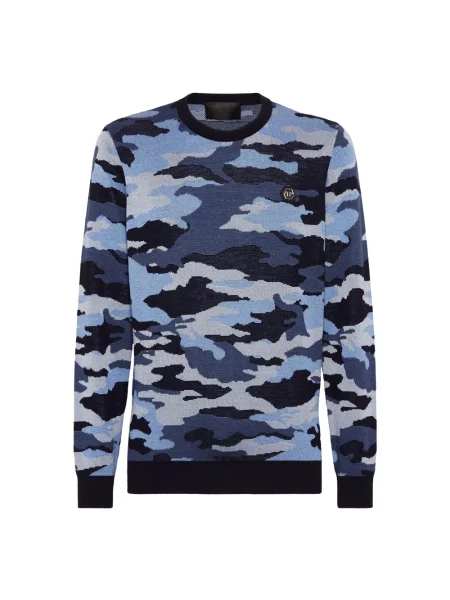 Sweter Philipp Plein wełniany niebieski