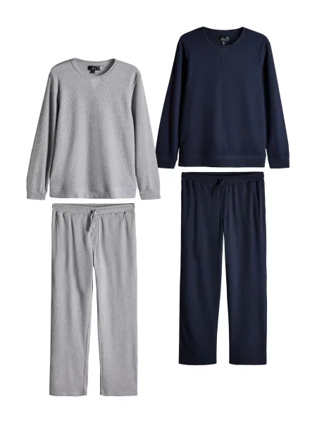 The Set Pijama lungă bleumarin gri