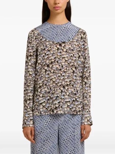 Cămașă Marni cu model floral cu imagine lungă albastru