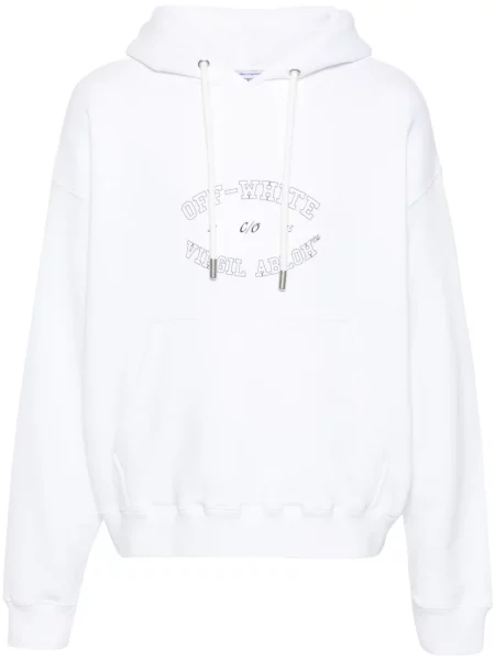 Hanorac cu glugă Off-white cu imagine alb
