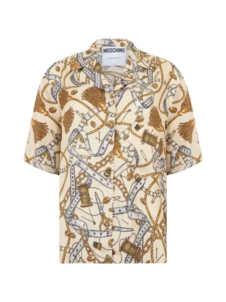Scurt cămașă Moschino de mătase cu imagine
