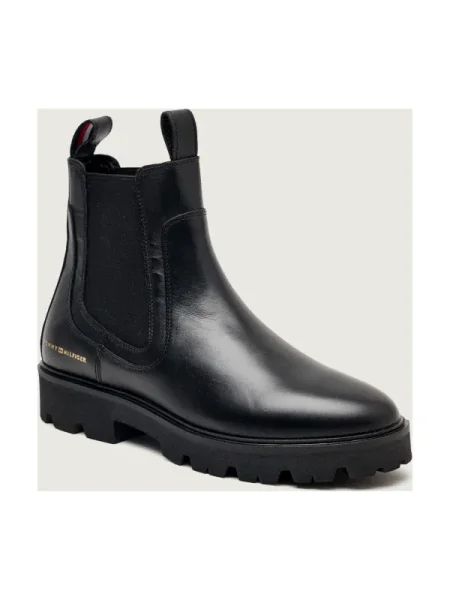 Tommy Hilfiger De piele ghete chelsea CHELSEA negru