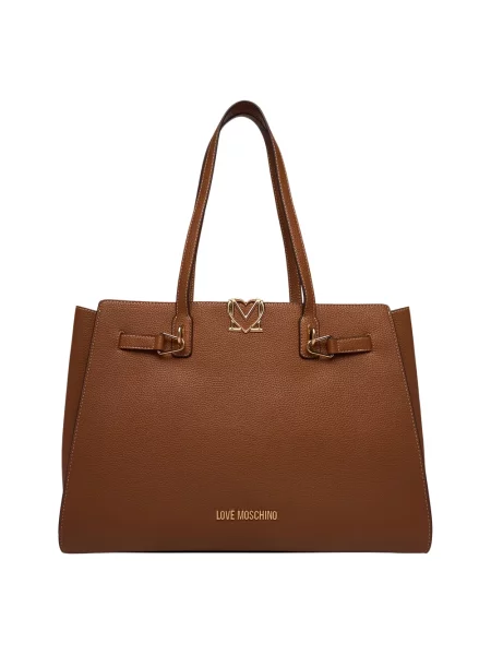 Shopperka Love Moschino z logo brązowa