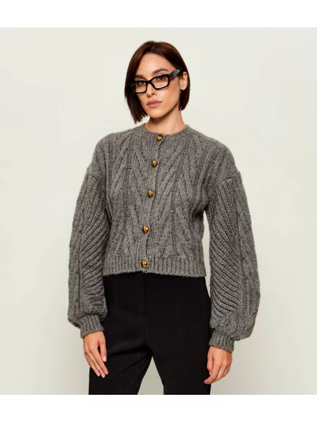 Elisabetta Franchi Cardigan cu adaos de lână gri