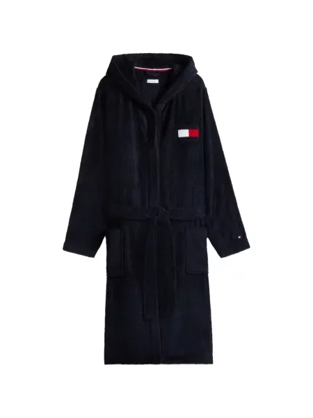 Halat Tommy Hilfiger cu glugă cu autograf albastru