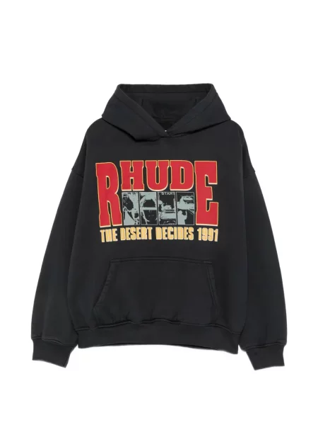 Hanorac cu glugă Rhude cu imagine cu cordon negru