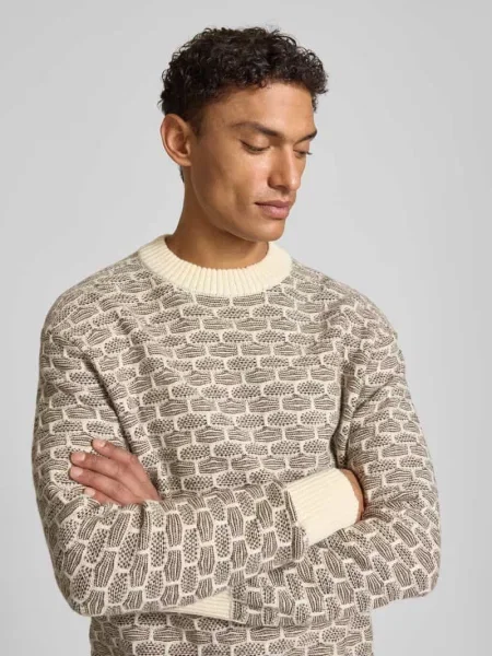 Sweter z dzianiny o kroju relaxed fit z mieszanki wełny model ‘KEITH’ Selected Homme biały