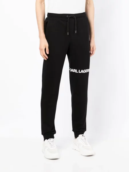 Pantaloni Karl Lagerfeld cu imagine alergare negru