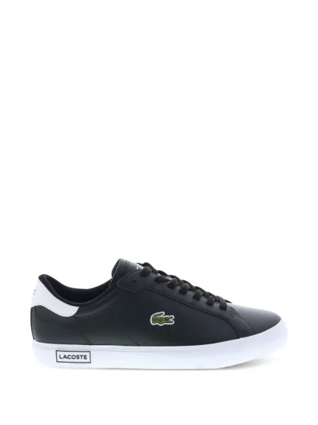 Sneakerși Lacoste cu șireturi din piele negru