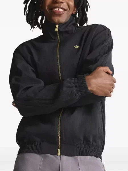 Sznurek ściągający kołnierzykowy podkoszulka Adidas w paski czarna