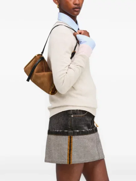 Geantă Marc Jacobs din piele de căprioară maro
