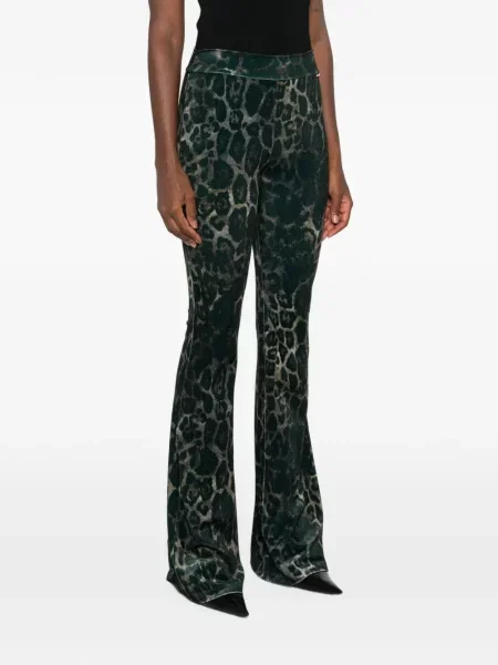 Pantaloni Just Cavalli de catifea cu imagine cu model leopard verde