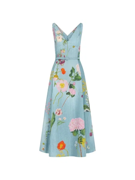 Rochie midi Oscar De La Renta cu imagine albastru