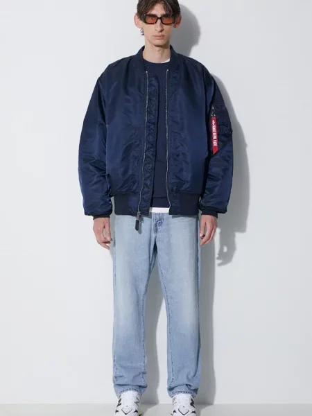 Куртка Alpha Industries Bomber & Flightjackets синій перехідна oversize темно-синя