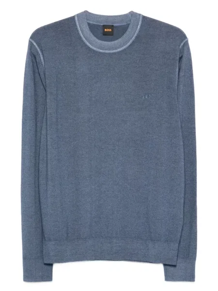 Pulover Boss cu broderie de lână albastru