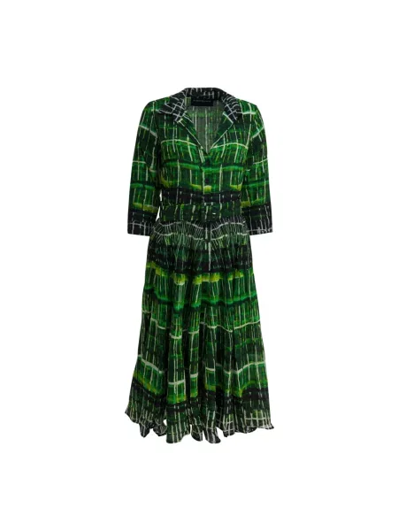 Sukienka Samantha Sung wełniana w kratkę zielona