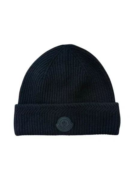 Dzianinowa czapka Moncler z logo czarna