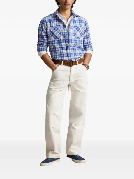 Czapka z daszkiem Polo Ralph Lauren w kratkę z twillu biznesowa niebieska