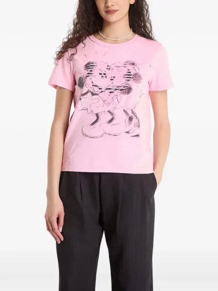 Scurt tricou Desigual cu imagine cu motiv cu inimi roz