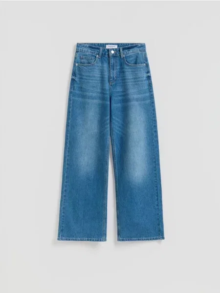 Reserved Blugi wide leg albastru