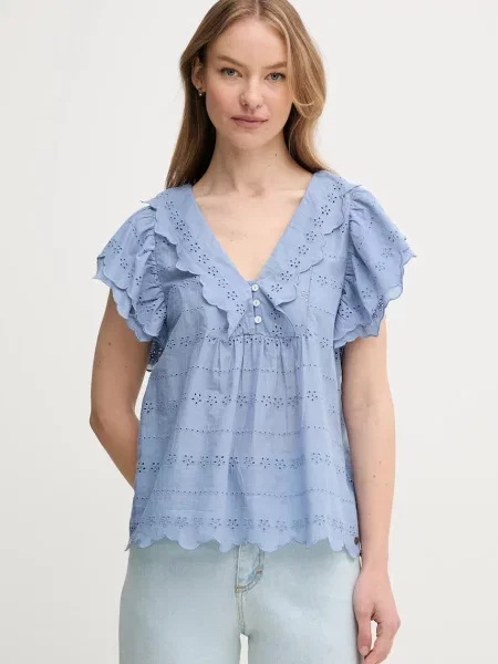 Pepe Jeans blúz pamutból DAME női virágos kék