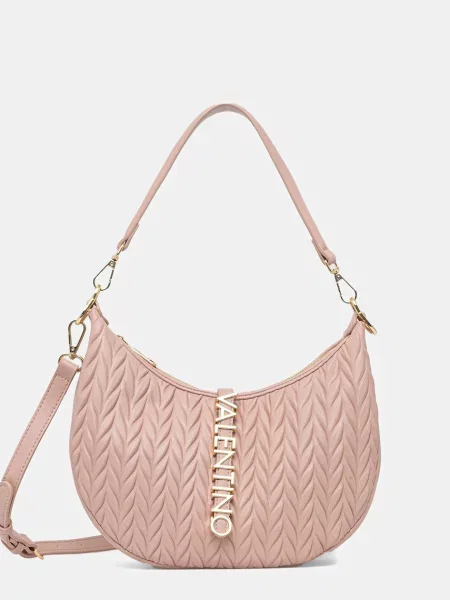 Lniana torebka Valentino Bags różowa