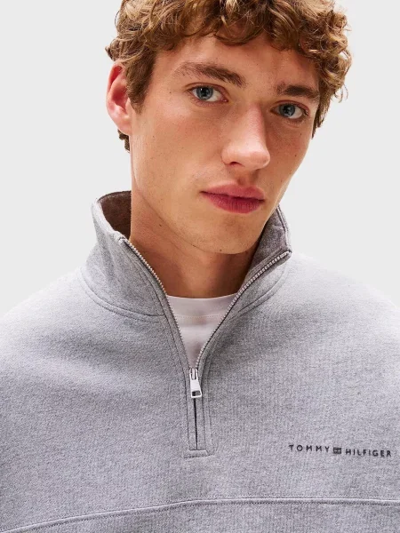 Светр Tommy Hilfiger на півзастібці сірий