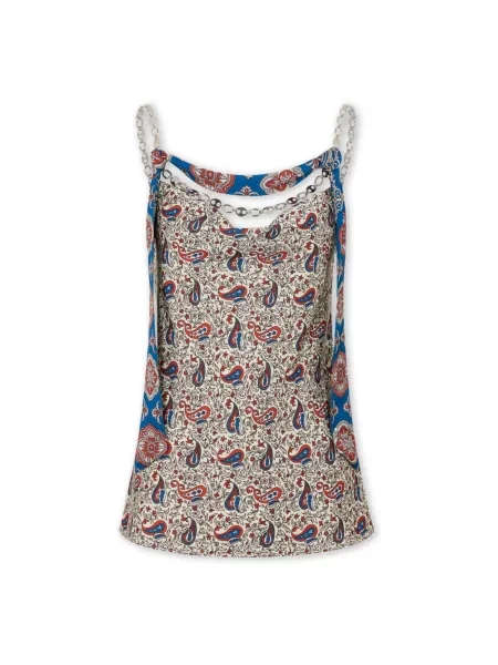 Satynowy wielobarwność top Rabanne z wzorem paisley