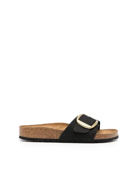 Klapki Birkenstock skórzane na sprzączkę czarne