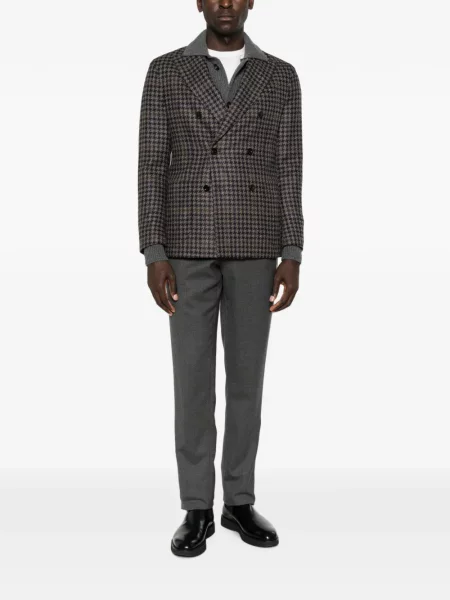 Μπουφάν Boglioli houndstooth διπλόκουμπα καφέ