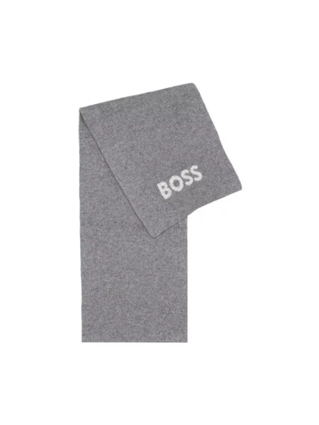 Dzianinowa szal Boss z nadrukiem szara