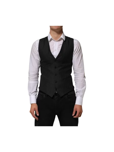 Kamizelka garniturowa Dolce And Gabbana wełniana elegancka czarna