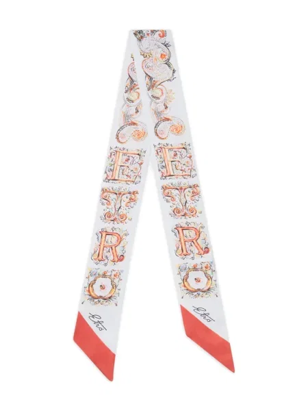 Fular Etro de mătase cu model paisley alb