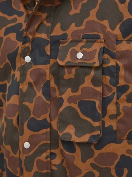 Palton Les Deux cu model camuflaj maro