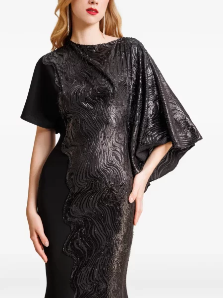 Sukienka maxi Gemy Maalouf asymetryczna z asymetrycznym dekoltem garniturowa czarna