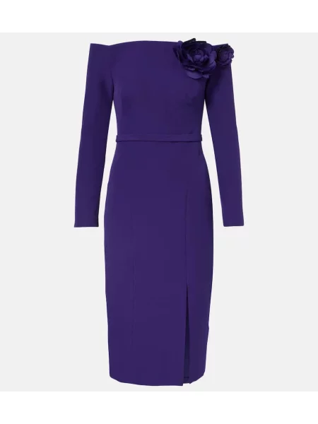 Rochie midi Safiyaa cu model floral până la genunchi de costum violet