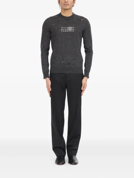 Pulover Mm6 Maison Margiela cu decolteu rotund gri