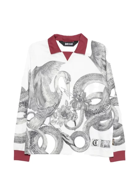 Lung tricou Just Cavalli cu imagine alb