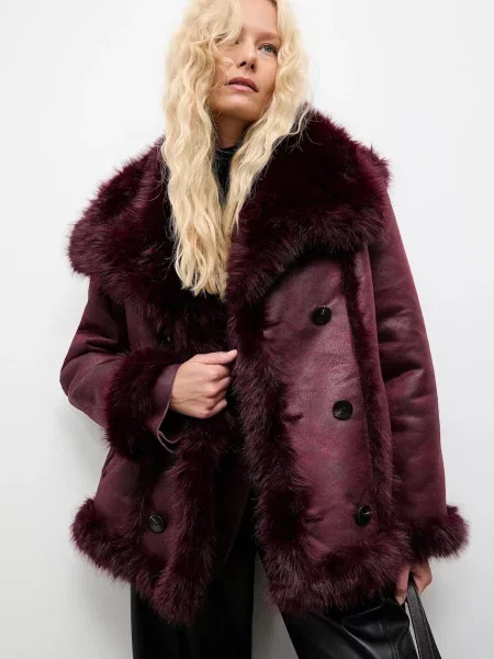 Answear.LAB płaszcz bordowy