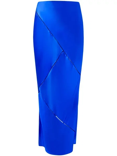 Fustă Alejandra Alonso Rojas de mătase albastru