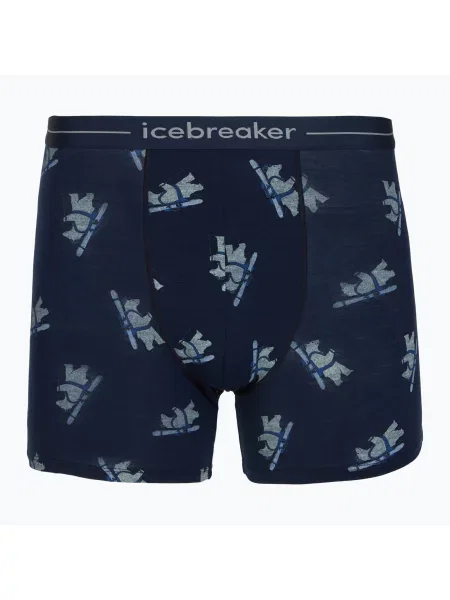Boxeri termoactivi pentru bărbați Icebreaker Merino Anatomica BearTour AOP Boxers midnight navy marină
